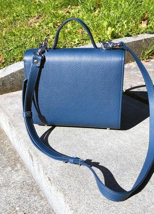 Синя сумка, шкіряна жіноча сумка, сумка з вишивкою,вишита сумка, сумка на плече4 фото