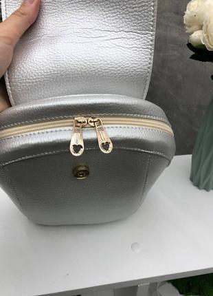 Жіночий рюкзак еко шкіра перлина серебро женский рюкзак жемчуг4 фото