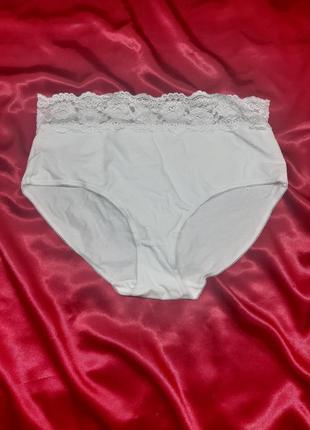 Ідеальні білі однотонні хлопкові мережевні сексуальні сексі базові труси трусики великого розміру 16 на високій посадці закриті