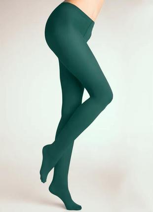 Яркие женские бирюзовые колготы р. 2,3,4 матовые 3d фантазийные 60 den bellissima5 фото