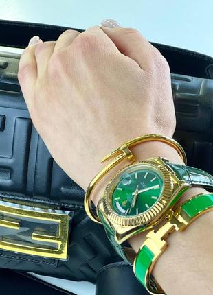 Годинник жіночий наручний зелений брендовий у стилі ролекс rolex3 фото