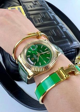 Годинник жіночий наручний зелений брендовий у стилі ролекс rolex2 фото