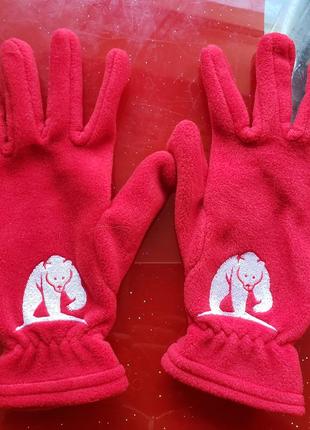 Флисовые женские перчатки l красные как новые1 фото