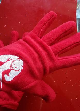 Флисовые женские перчатки l красные как новые6 фото