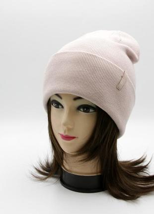 Стильная женская демисезонная шапка odissey челентано с отворотом молодежная цвет экрю (бежевый) осень / зима3 фото