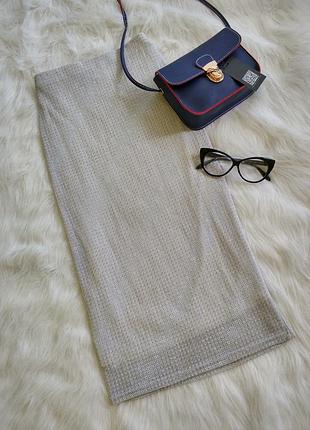 Стильна юбка миди з блискучою ниткою top shop