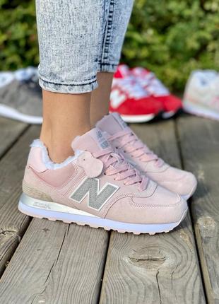 Зимові кросівки new balance 574 pink silver fur10 фото