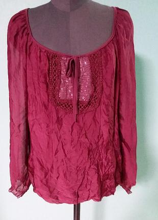 Шикарная шелковая блуза из натуральной ткани с подкладкой