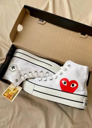 Кеди comme des garçons play x converse white2 фото