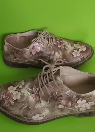Кожаные туфли на шнурках цветочный принт preqo!, 36