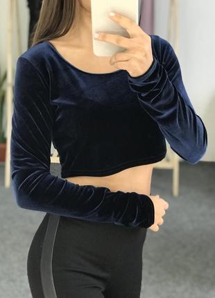 Синий бархатный топ missguided 36-38