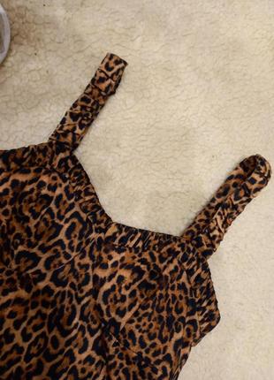 Сарафан зара в леопардовий принт сукня платье плаття в леопардовый животный на бретелях міні мини короткое короткий5 фото