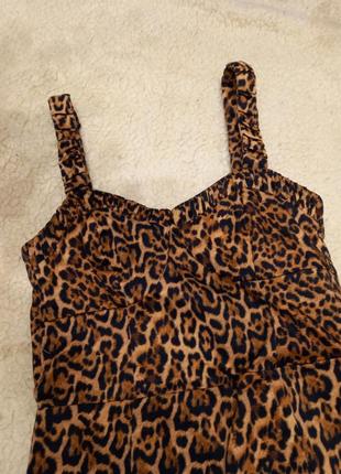 Сарафан зара в леопардовий принт сукня платье плаття в леопардовый животный на бретелях міні мини короткое короткий3 фото