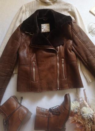 Італійська куртка, дублянка, косуха, vlab, італія, коричнева3 фото