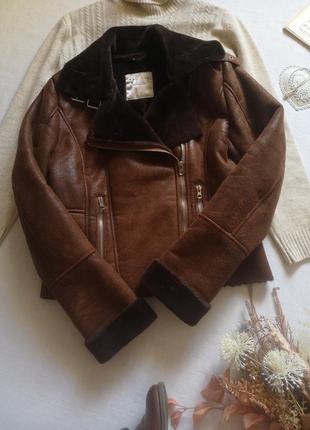 Італійська куртка, дублянка, косуха, vlab, італія, коричнева6 фото