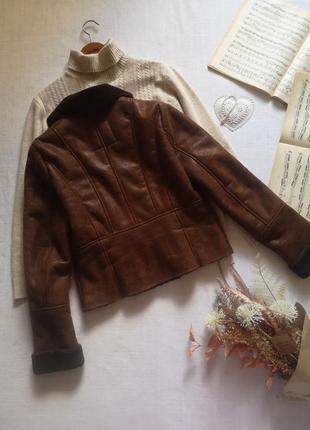 Італійська куртка, дублянка, косуха, vlab, італія, коричнева5 фото