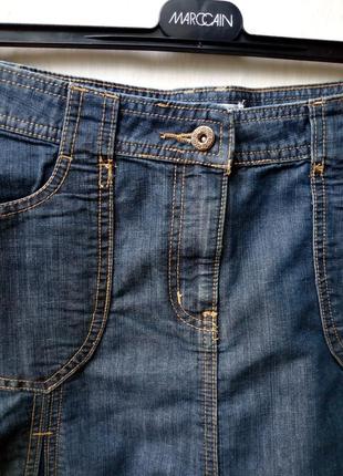 Синяя крутая джинсовая юбка с клиньями,а-силуэт,большой размер.2 фото