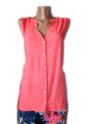 Блуза / топ / рубашка без рукавов корал горловина стоечкой