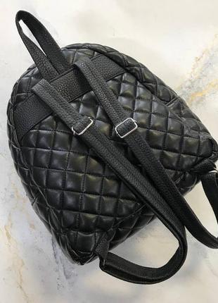 Жіночий повсякденний рюкзак чорний прошитий, з блискітками2 фото