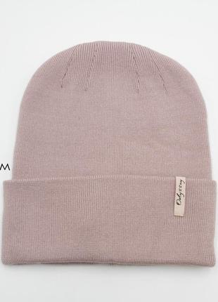Стильна жіноча / чоловіча демісезонна шапка odissey челентано з відворотом молодіжна, колір перловий (сіро-рожева) осіння / зимова4 фото