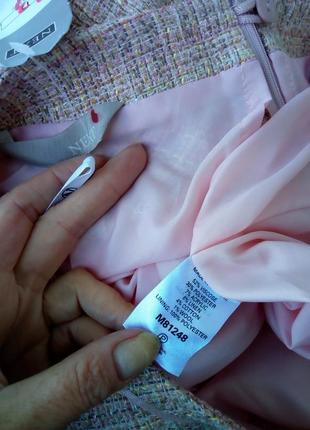 Новая красивейшая твидовая розовая юбка а-силуэт,в стиле шанель4 фото