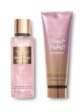 Идея для подарка парфюмированый набор шимер velvet petals shimmer victoria's secret виктория сикрет вікторія сікрет оригинал1 фото