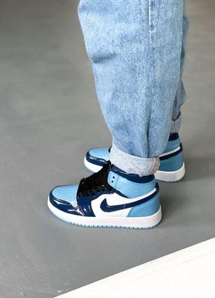 Кросівки жіночі сині / голубі nike air високі із натуральної шкіри4 фото