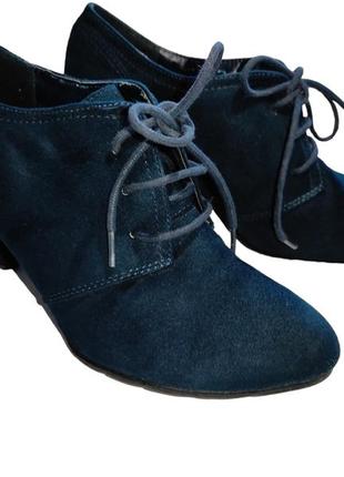 Graceland ботильйон сині туфлі туфельки замш замшеві на каблуку5 фото
