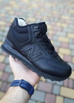 Кроссовки женские new balance 574 черные кожа / кросівки жіночі нью баланс чорні кроссы