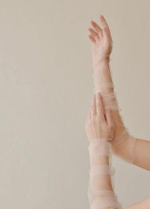 Рукавички з сітки мереживні в фатинові горошок для  для нареченої весільніфотосесій сексуальні