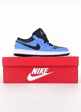 Nike air jordan 1 low university blue black9 фото