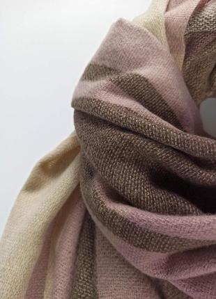Теплий вовняний шерстяний кашеміровий шарф палантин в клітинку новий якісний2 фото