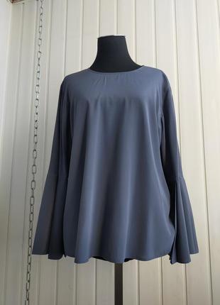 Синяя шелковая блузка с плиссированными рукавами stenstorms, 44