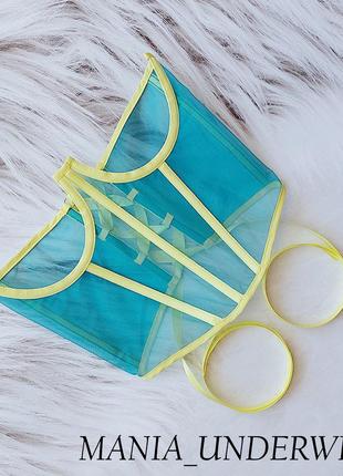 Жовто блакитний корсетик на шнуровці від mania_underwear  🧚