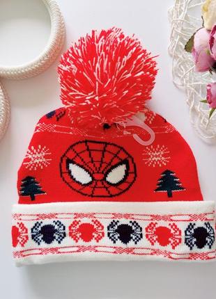 Нова тепла шапка подвійного в'язання spider-man  артикул: 127571 фото