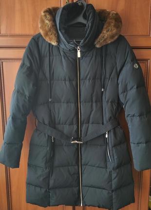 Черный теплый пуховик calvin side, оригинал, размер l-xl