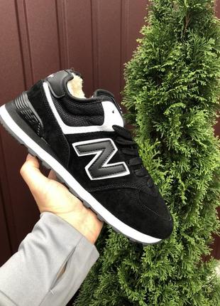 Зимові кросівки new balance 574 white black1 фото