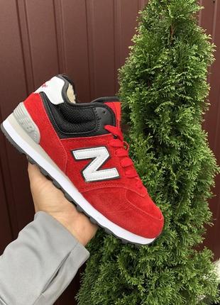 Зимові кросівки new balance 574 white black red