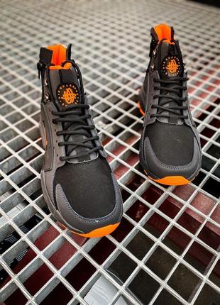 Мужские высокие кроссовки nike huarache winter acronym"black/orange" (топ качество) #найк2 фото