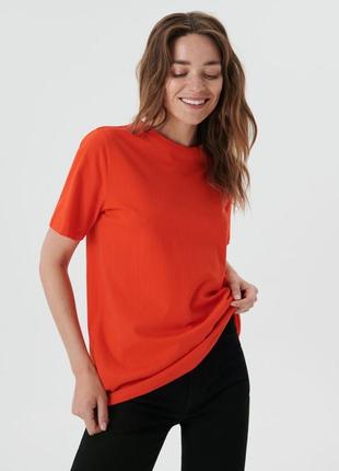 Теракотова бавовняна футболка базова футболка туніка zara терракотовая футболка удлинённая футболка красная футболка