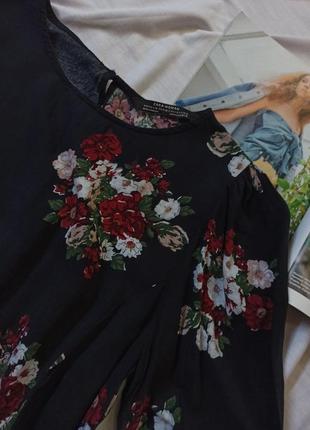 Платье в цветочный принт с завязками на рукавах/с объемными рукавами6 фото
