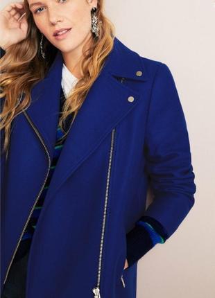 Синее шерстяное пальто на молнии от mango, размер xl1 фото