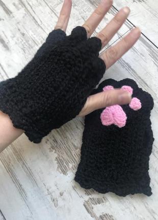 Перчатки-митенки лапки