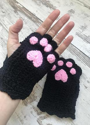 Перчатки-митенки лапки