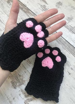 Перчатки-митенки лапки