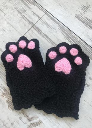 Перчатки-митенки лапки