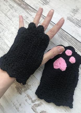 Перчатки-митенки лапки