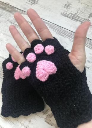 Перчатки-митенки лапки