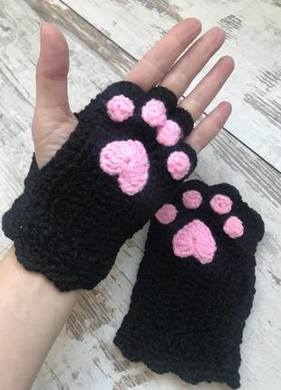 Перчатки-митенки лапки