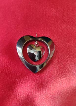 Кулон медальон подвеска сердце из гематита4 фото